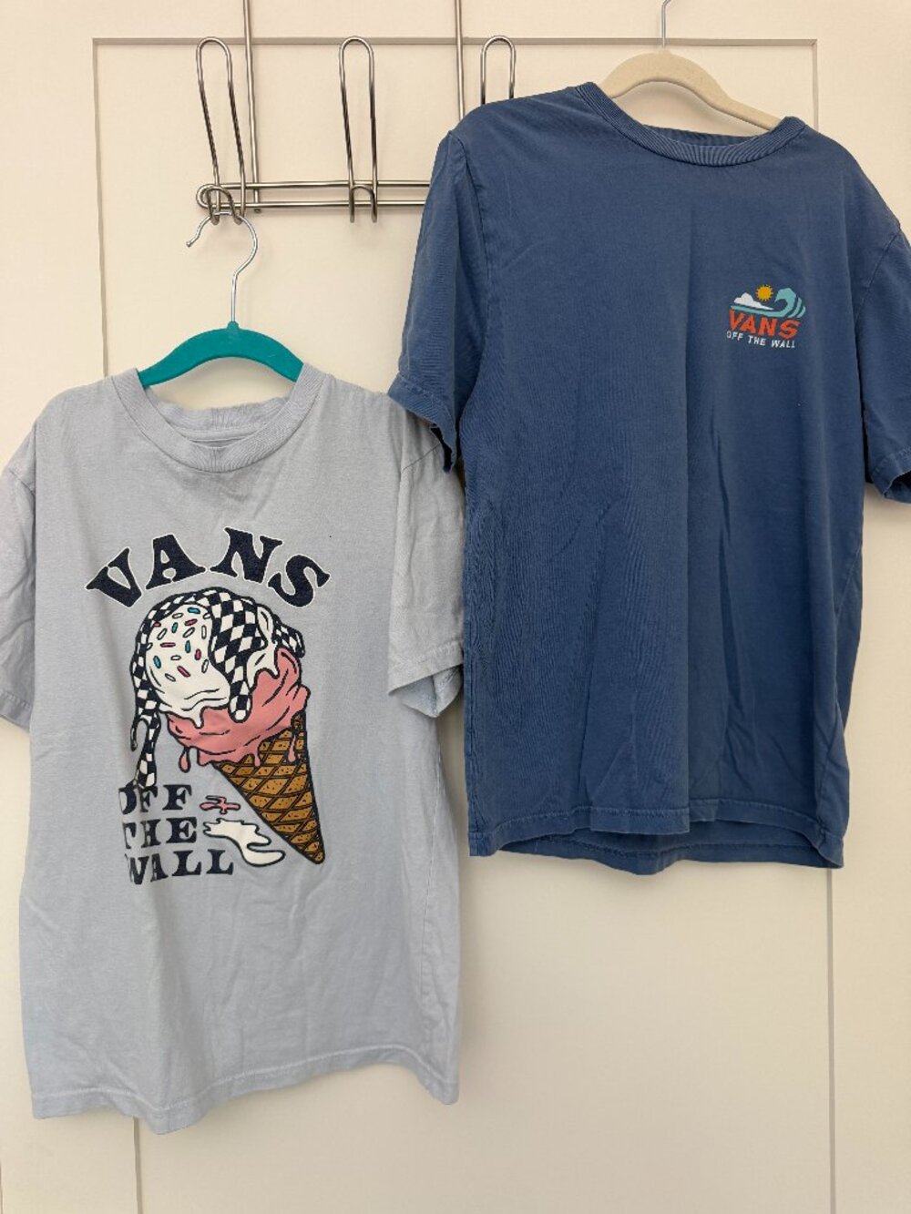 Vans Off The Wall Graphic T-Shirts 2-Pack Ice Cream & Wave Blue/Grey Youth M